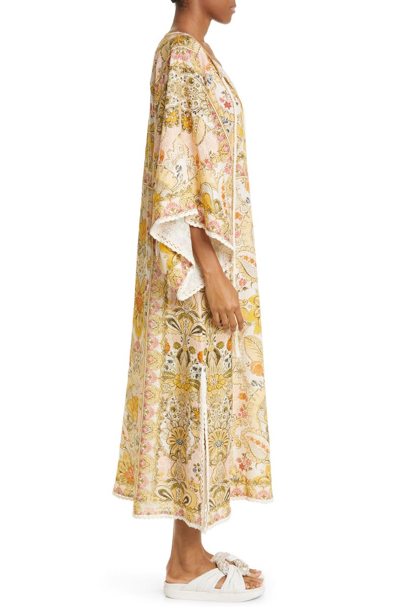 Zimmermann Laurel Linen Cover-Up Caftan, Alternate, color,