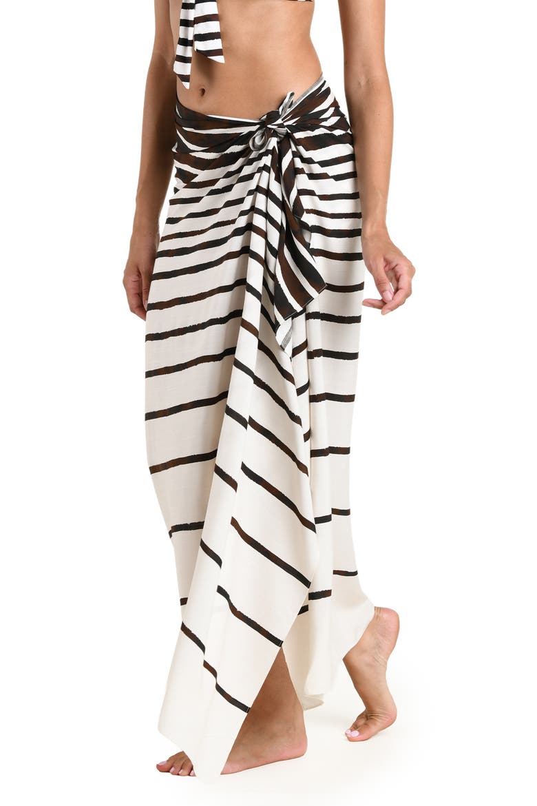 Driftwood Stripe Cover-Up Pareo, Alternate, color, ESPRESSO
