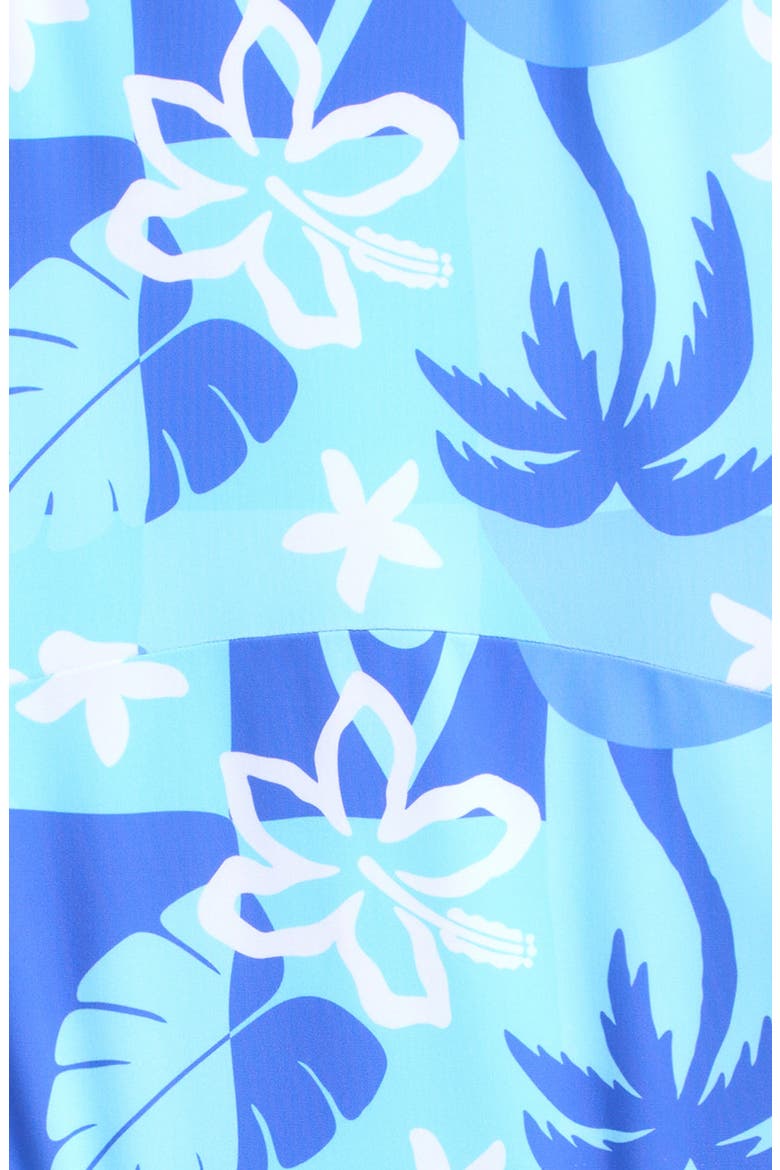 Kids' Tropical Dawn Long Sleeve One-Piece Surf Swimsuit, Alternate, color, BLUE LAGOON