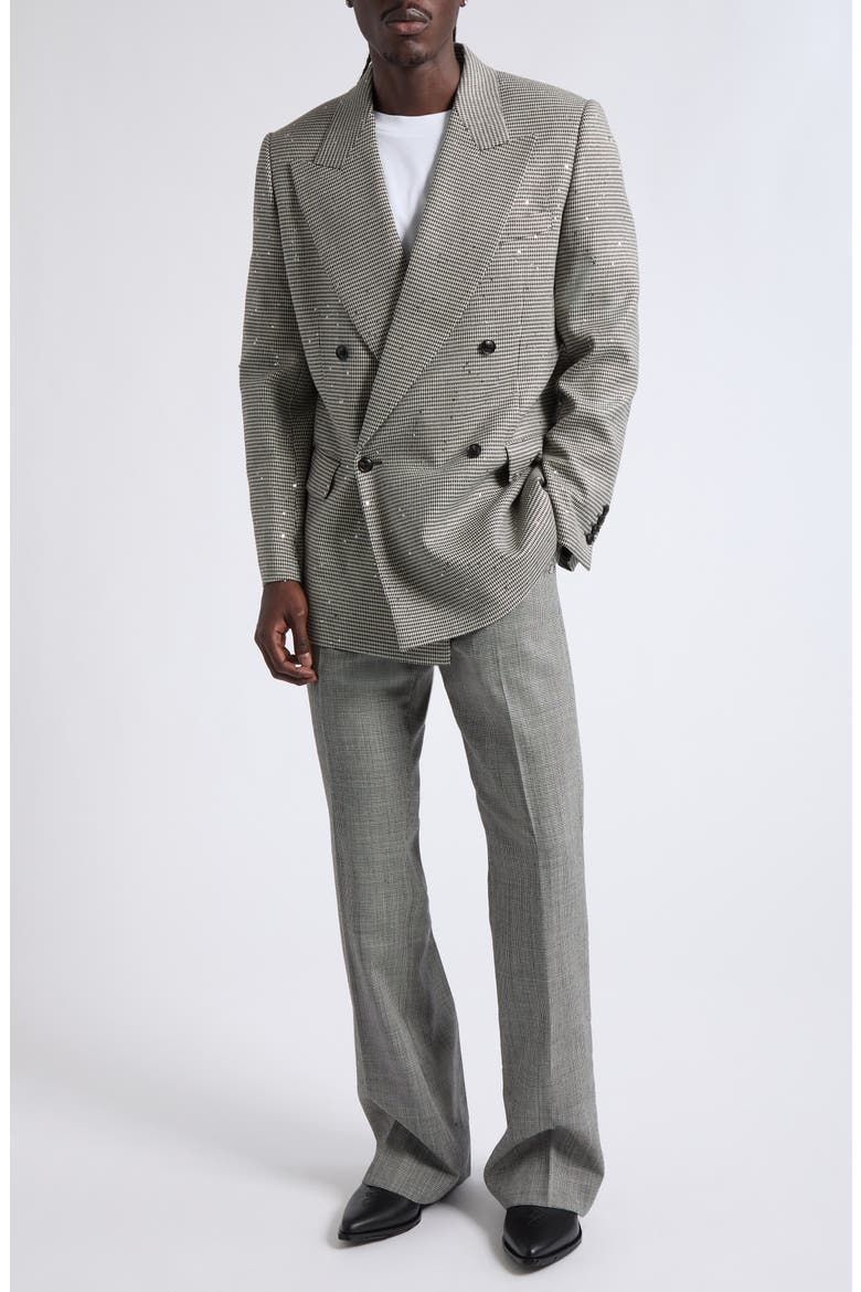 Sequin Houndstooth Double Breasted Sport Coat, Alternate, color, BLACK