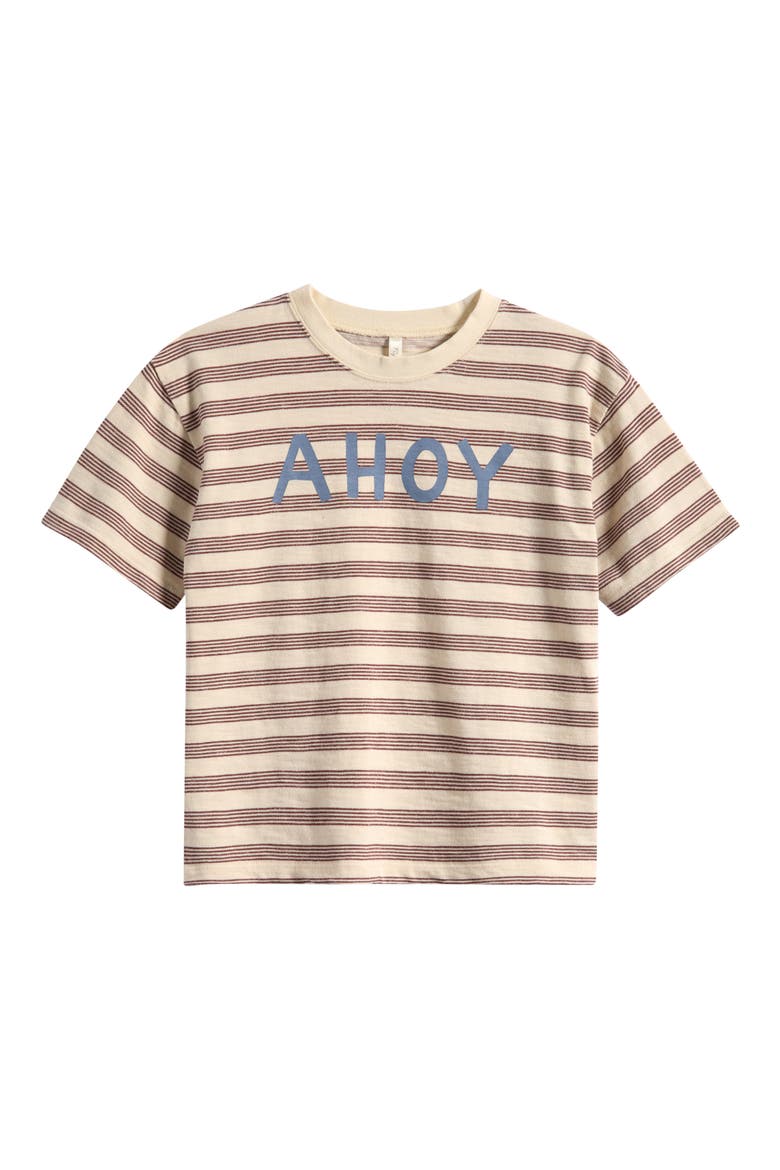 Kids' Ahoy Stripe Relaxed T-Shirt, Main, color, BROWN