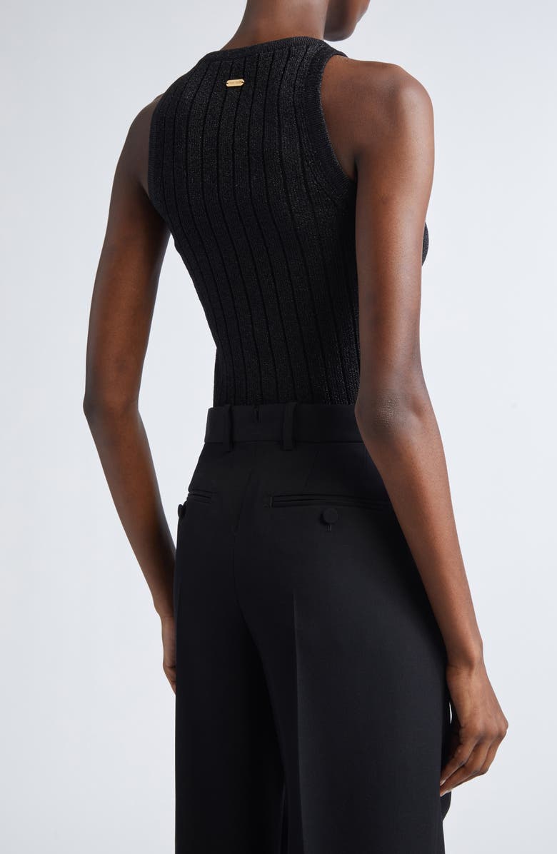 TOM FORD Metallic Rib Tank Top, Alternate, color, Lb999 Black