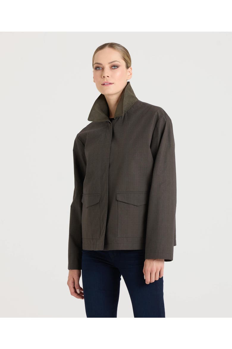Callcott Water Resistant Cotton Jacket, Alternate, color, Charcoal Check