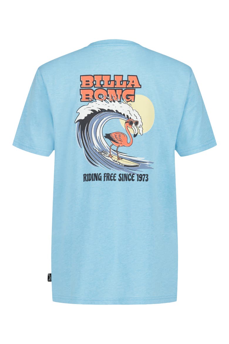 Kids' Flamingo Surf Cotton Graphic T-Shirt, Alternate, color, AQUA HEATHER
