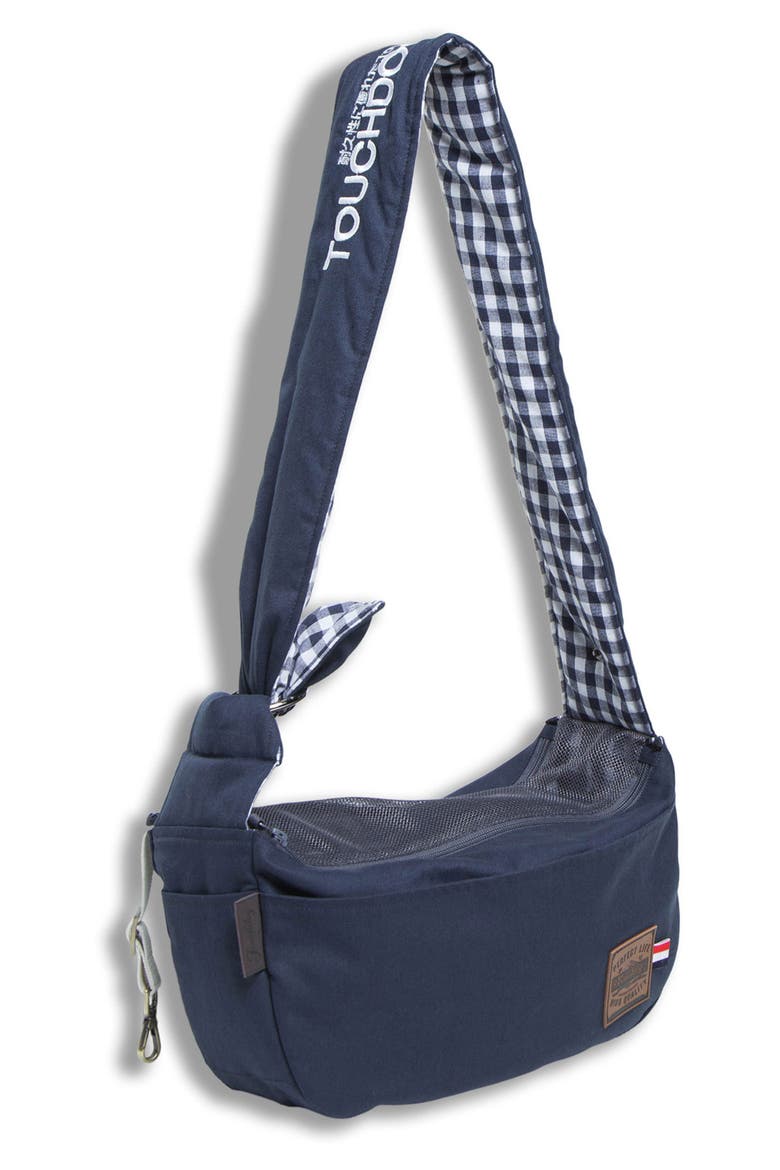 Touchdog Toga-Bark Over-The-Shoulder Hands-Free Pet Carrier, Main, color, NAVY