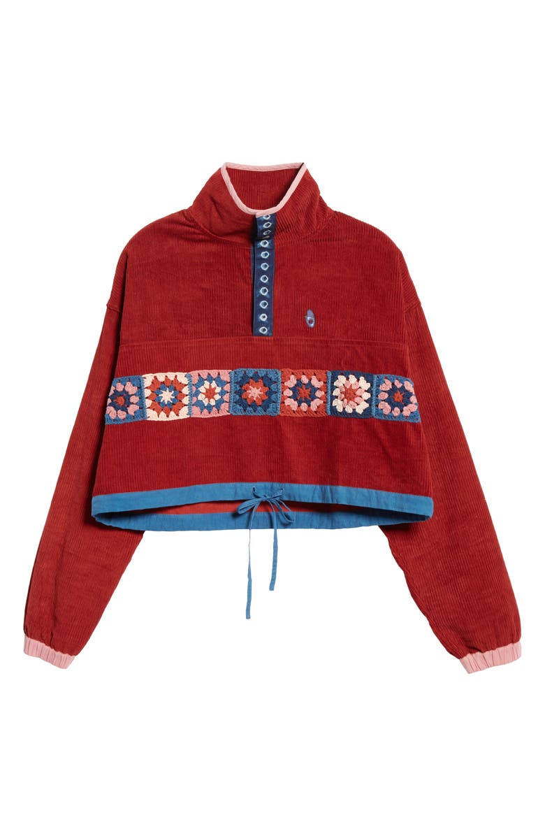 Story mfg. Polite Crochet Panel Corduroy Crop Pullover, Alternate, color,