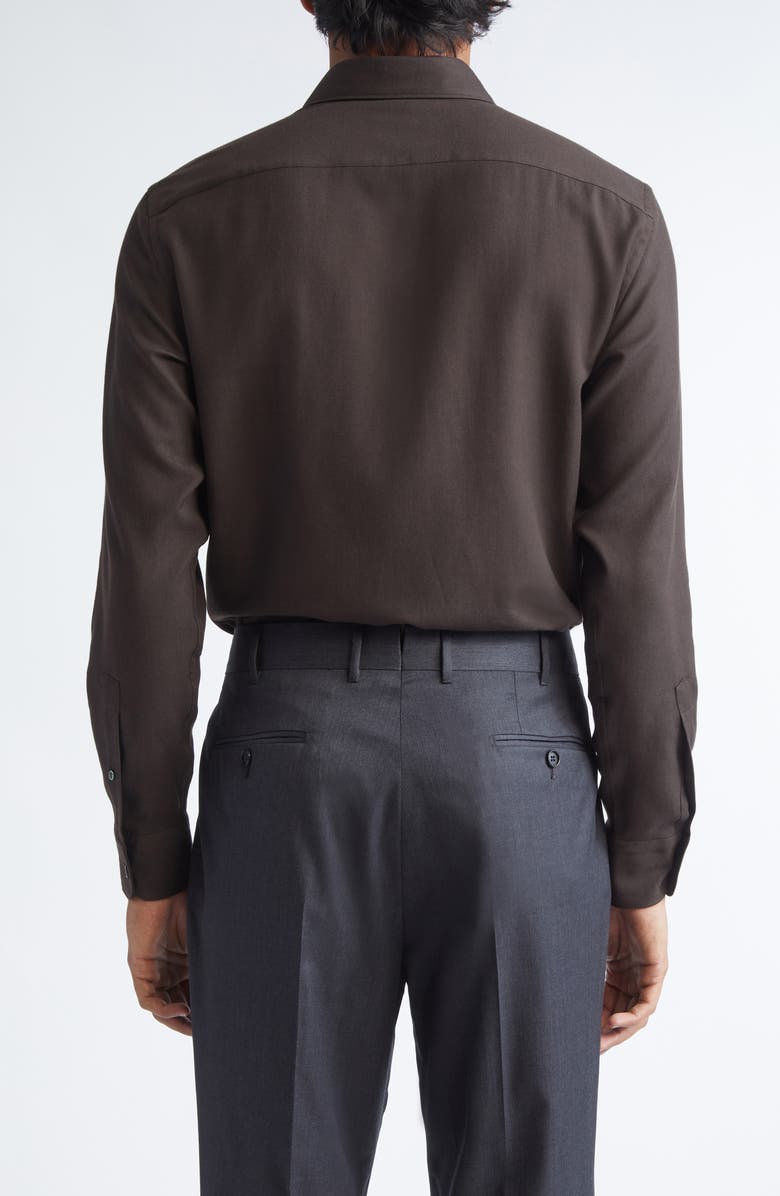 ZEGNA Cashco Cotton & Cashmere Button-Up Shirt, Alternate, color, Dark Brown