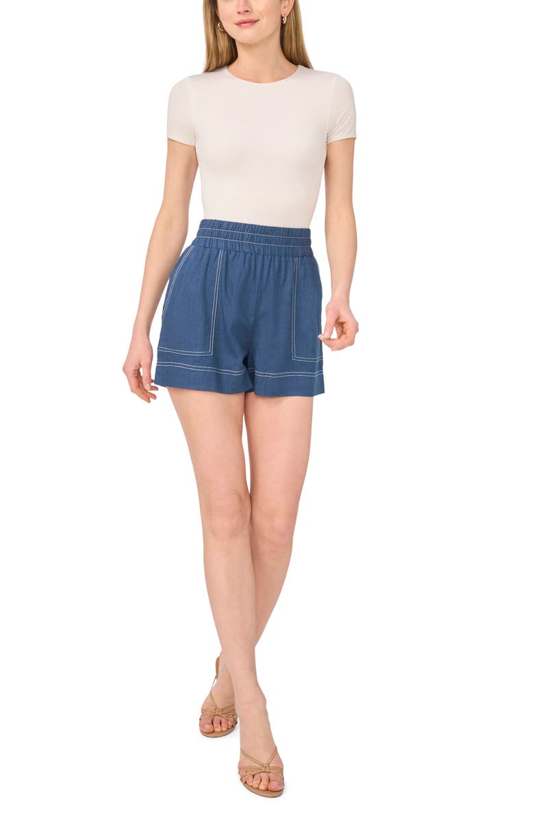 Halogen<sup>®</sup> Contrast Stitch Pull-On Shorts, Alternate, color, Denim Heather