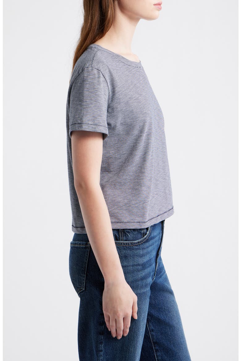 Stripe Boxy Crop Slub T-Shirt, Alternate, color, MIDNIGHT NAVY