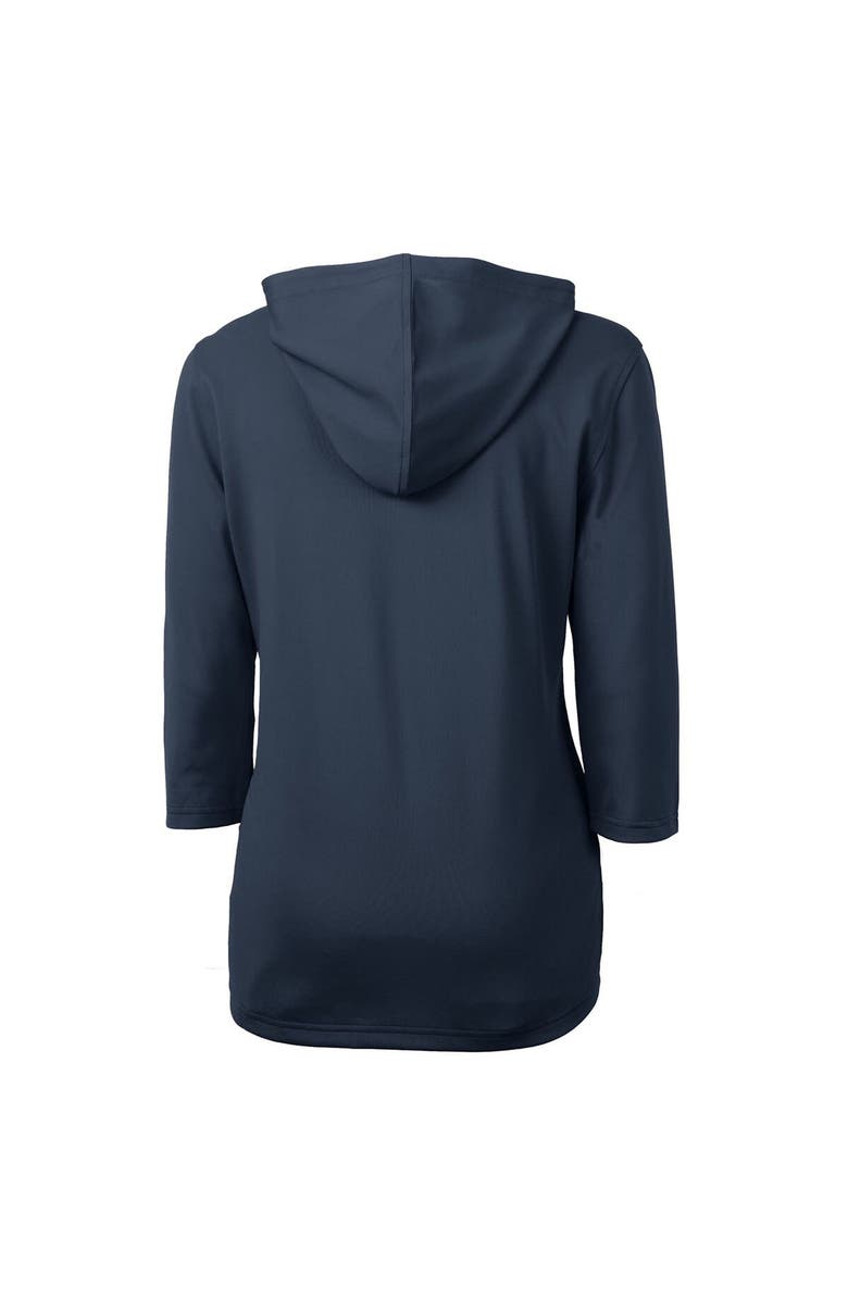 Cutter & Buck Women's Cutter & Buck Navy New York Giants Throwback Logo Virtue Eco Pique 3/4 Sleeve Half-Zip Pullover Hoodie, Alternate, color,