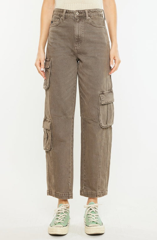 Kancan Vale High Rise Slim Balloon Fit Jeans In Brown