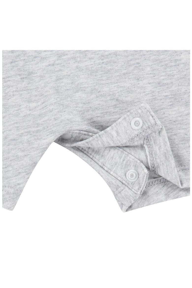 Freeze Tag Ruffle Shoulder Cotton Graphic Romper, Alternate, color, GREY HEATHER