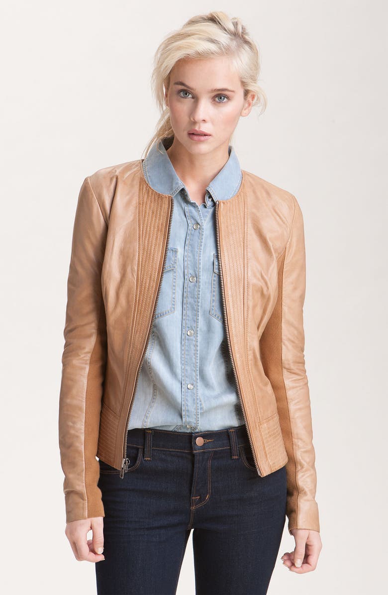 Trouvé Channel Quilted Leather Jacket, Main, color,