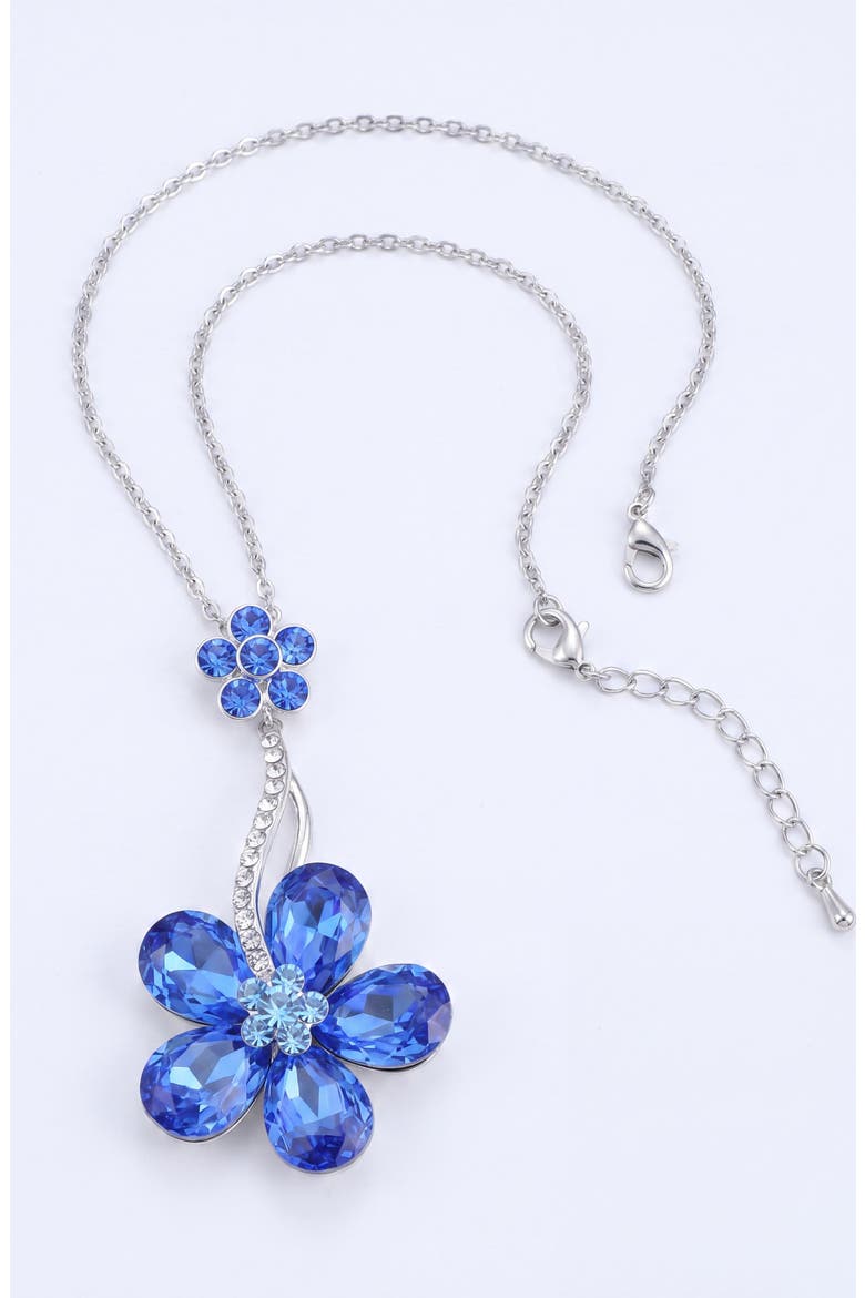 Sapphire Crystal Daisy Flower Pendant Necklace, Main, color, Sapphire