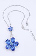 Modenaire Sapphire Crystal Daisy Flower Pendant Necklace