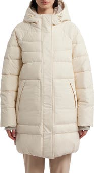 Hunter Almond Water Repellent Faux Shearling Lined Hooded Puffer Jacket