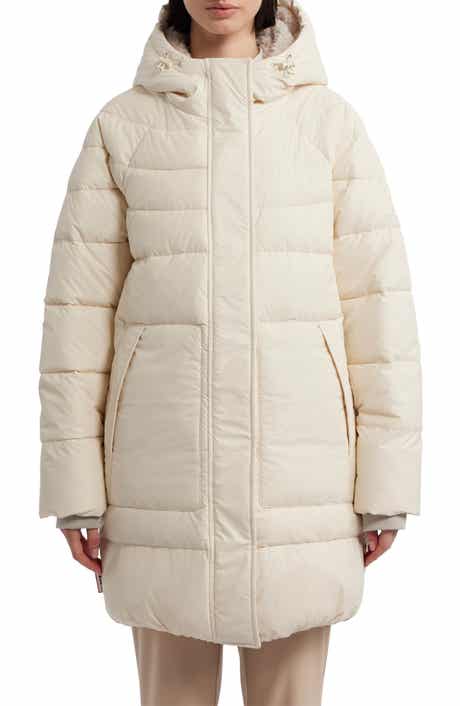 Hunter Almond Water Repellent Faux Shearling Lined Hooded Puffer Jacket