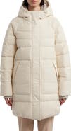 Hunter Almond Water Repellent Faux Shearling Lined Hooded Puffer Jacket
