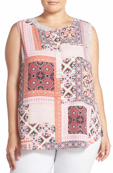 NYDJ Print Pleat Back Sleeveless Top