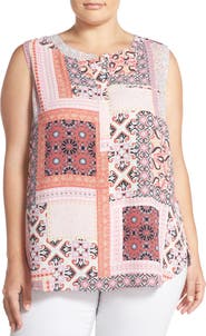 NYDJ Print Pleat Back Sleeveless Top