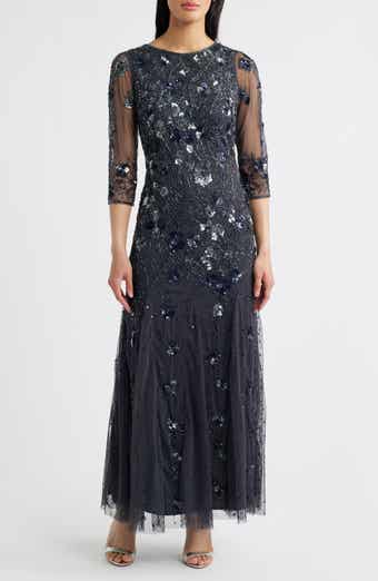 Pisarro Nights Beaded Floral Gown
