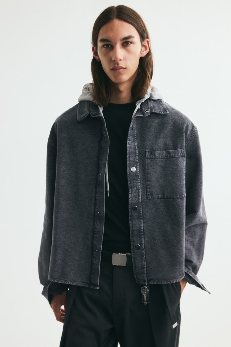 Hooded Overshirt, Main, color, Dark denim gray