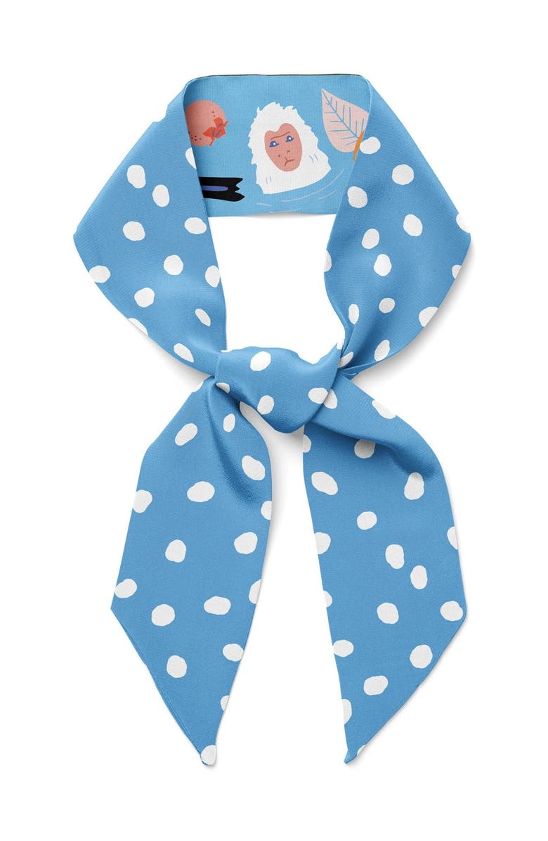 Centinelle Snow Monkey and Persimmons Twilly Ribbon Scarf, Alternate, color, Multicolor