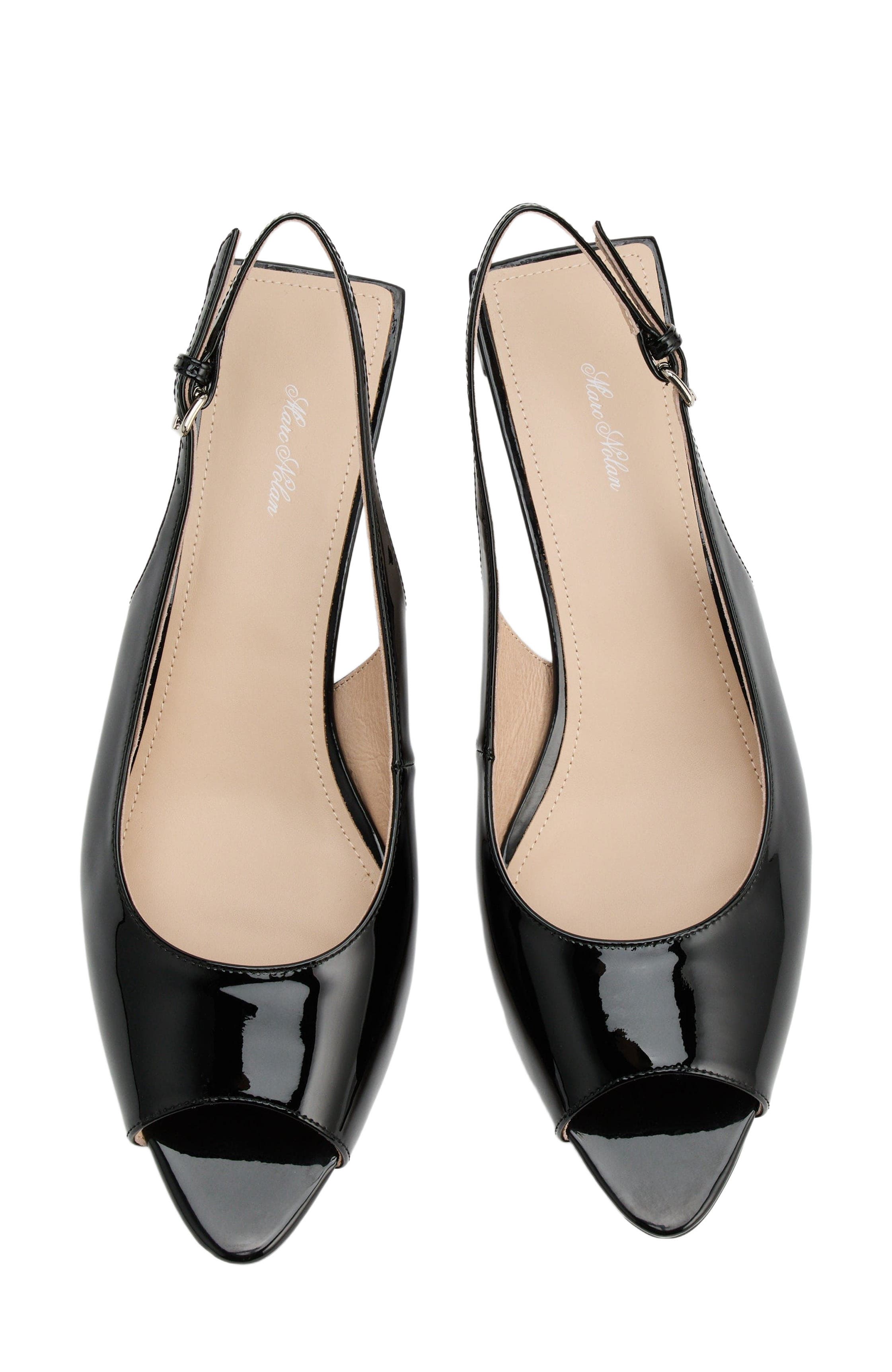 Carmen Slingback Peep Toe Heels, Alternate, color, Black Patent