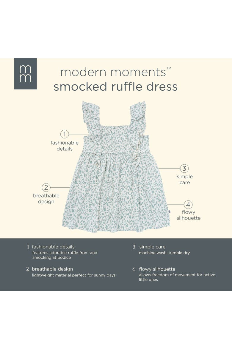 Smocked Ruffle Dress, Alternate, color, Ivory Daffodil
