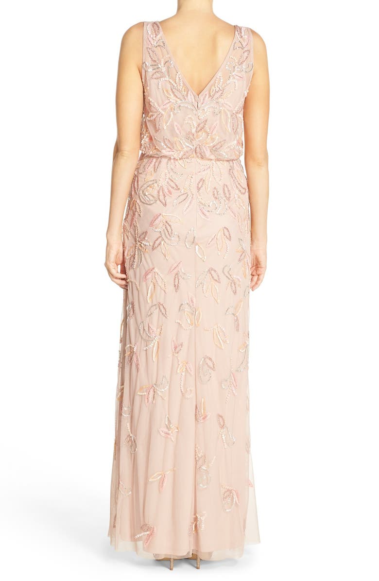 Adrianna Papell Embellished Mesh Blouson Gown, Alternate, color, 