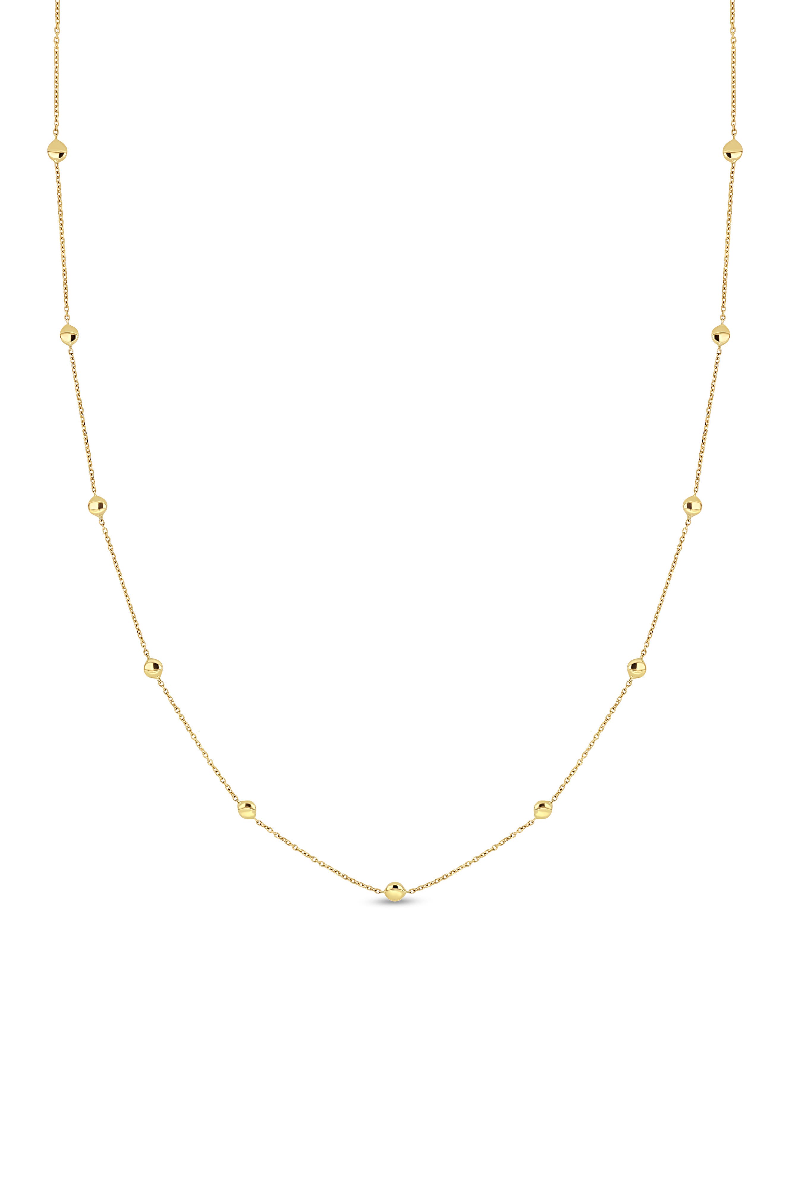 14k Gold 22-Inch Bead Chain Necklace