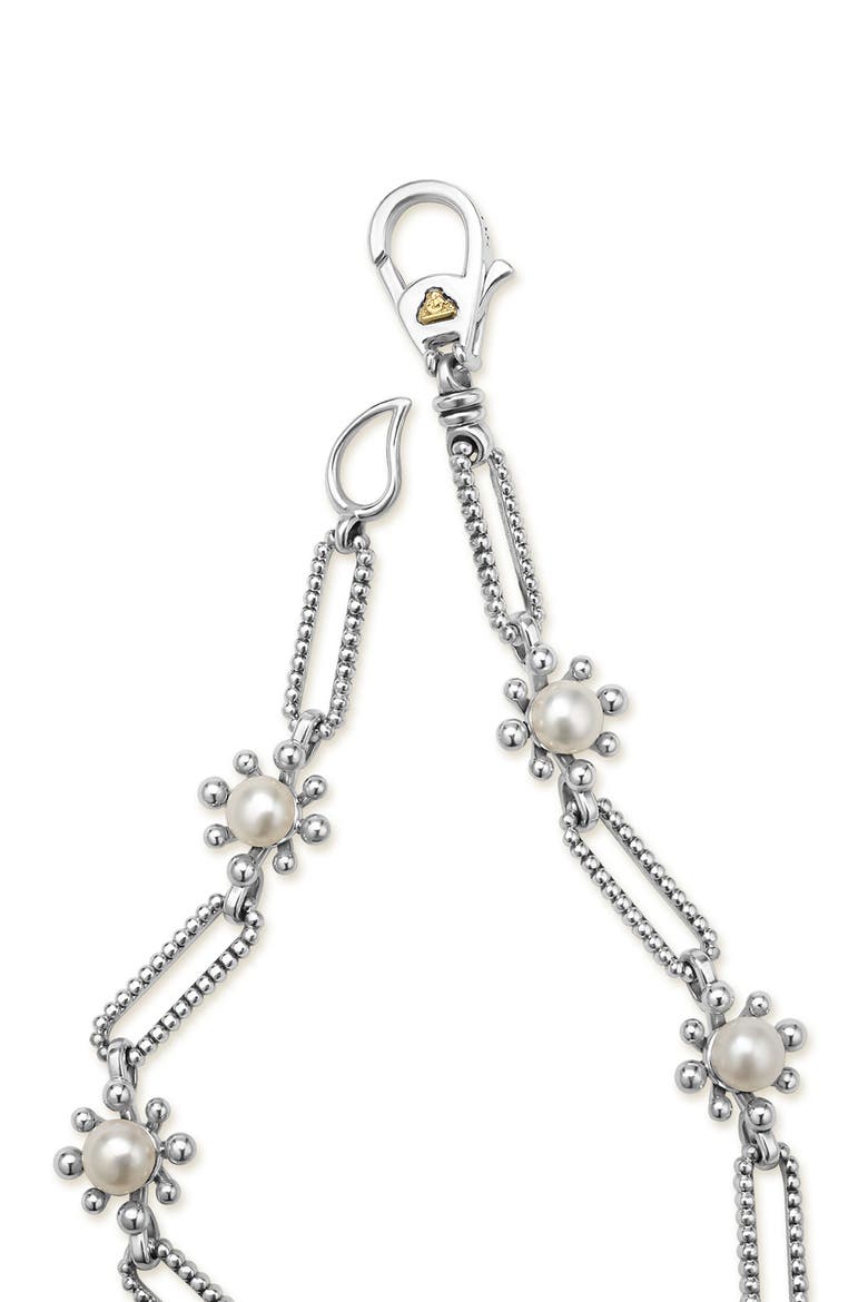 Sterling Silver Luna Fleur Cultured Pearl Bracelet, Alternate, color, SILVER