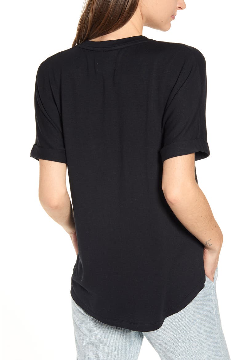 Signaturesoft Split Neck Tee, Alternate, color, BLACK