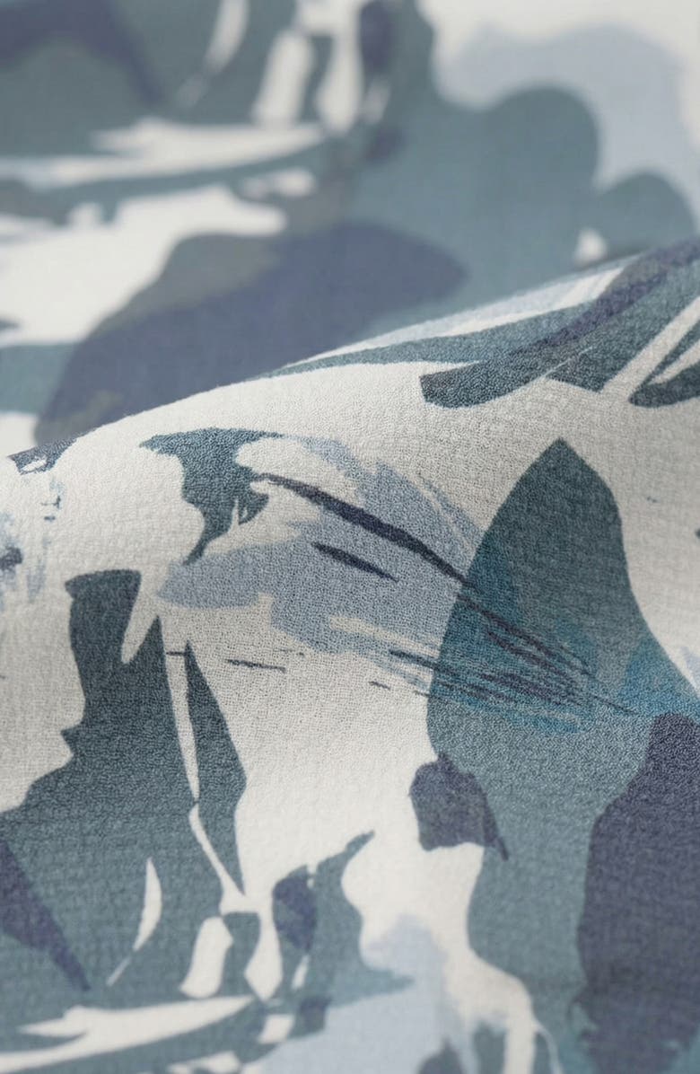 Report Collection Abstract Camo Print Short Sleeve Seersucker Button-Up Shirt, Alternate, color, 40 Blue