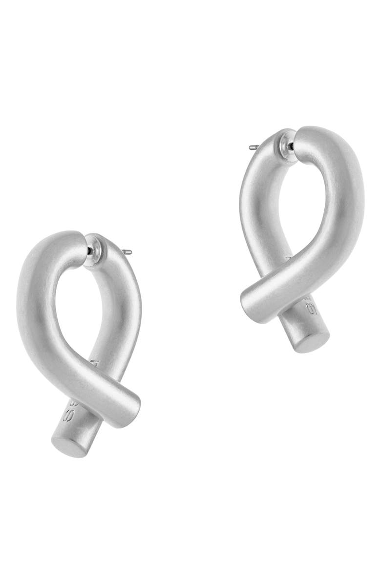 Reiss Taylor Tubular Metal Twist Front/Back Earrings, Main, color, Silver Tone