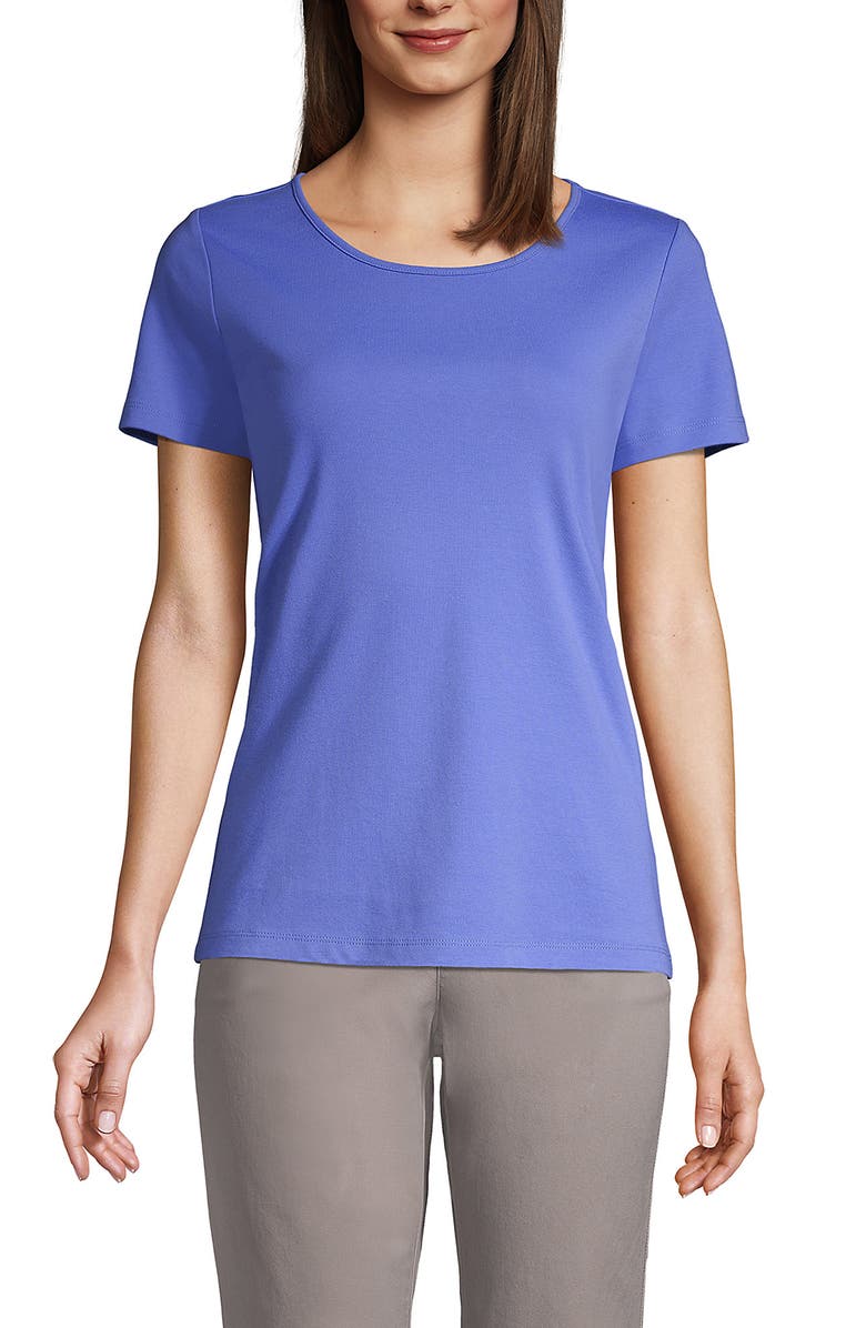 Lands' End Short Sleeve Jewelneck Tee, Main, color, True Blue