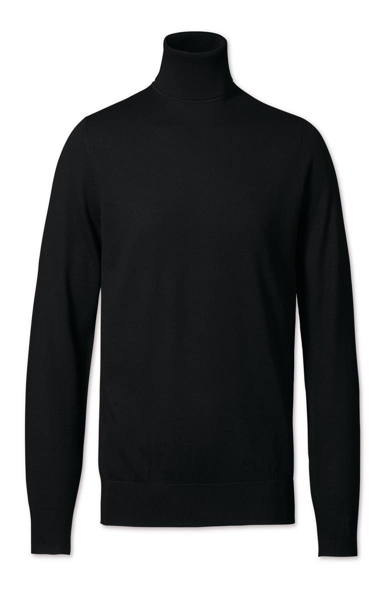 Charles Tyrwhitt Pure Merino Roll Neck Sweater, Alternate, color, Black