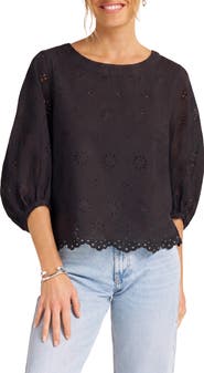 matty m. Kashira Eyelet Puff Sleeve Top