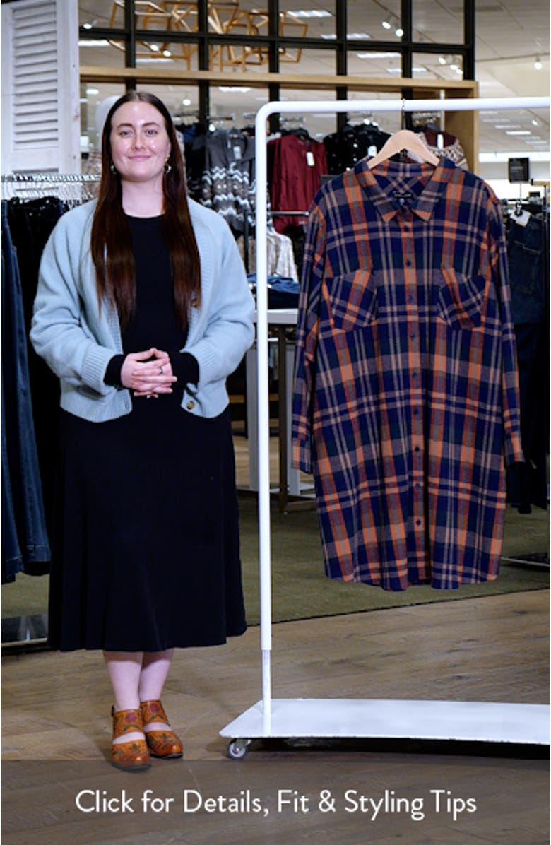 Long Sleeve Check Flannel Shirtdress, sales video thumbnail