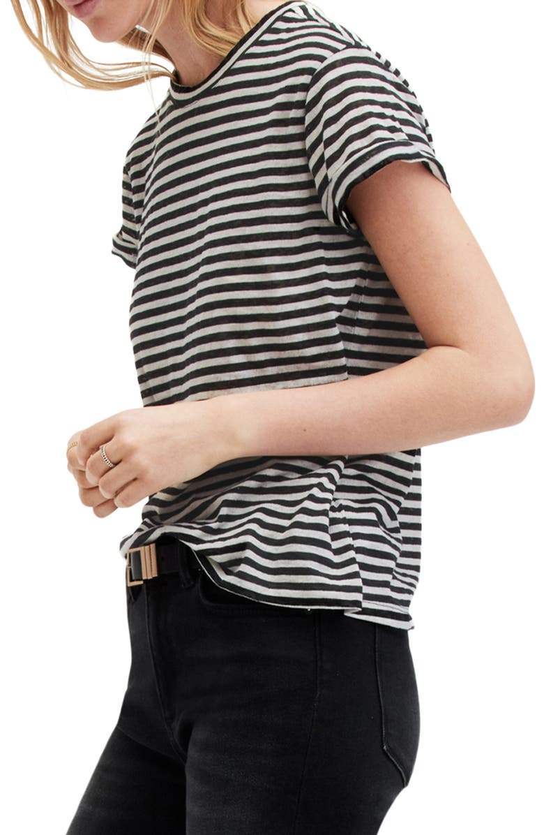 AllSaints Anna Stripe Cotton Blend T-Shirt, Alternate, color, 