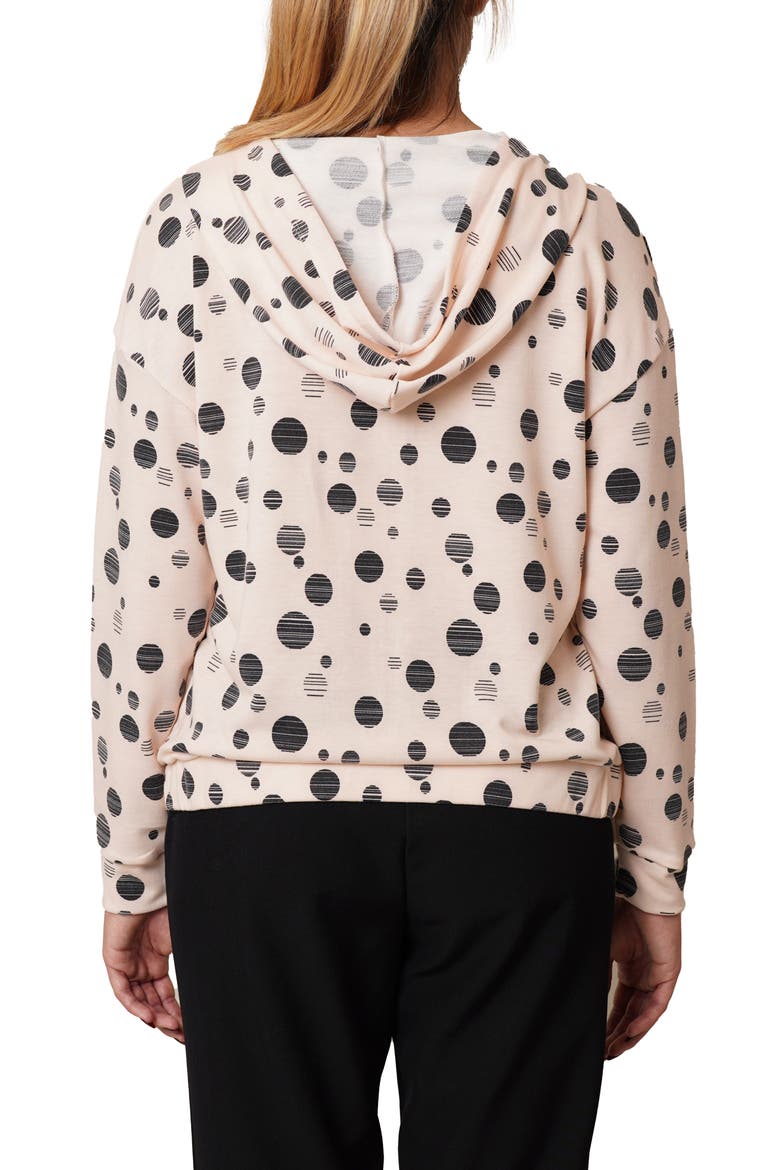 Dots Terry Zip Hoodie, Alternate, color, PASTEL PINK/ BLACK