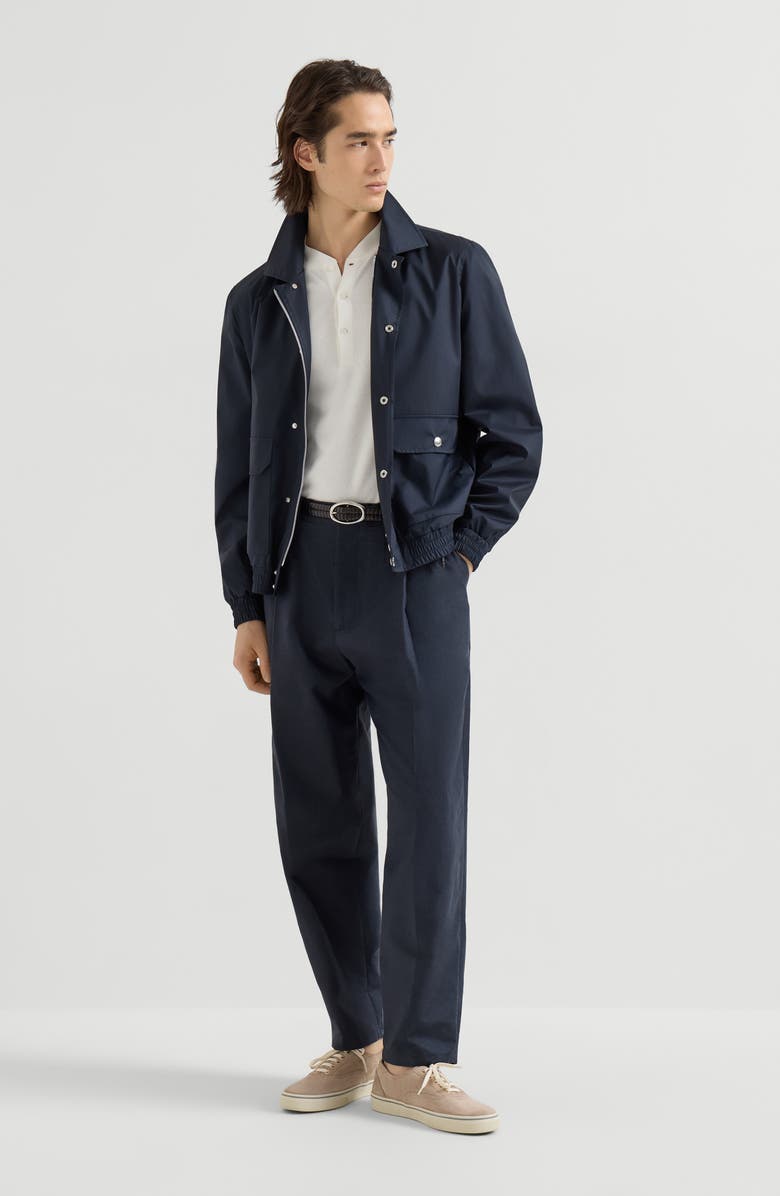 Brunello Cucinelli Bonded fabric outerwear jacket, Alternate, color, Navy Blue