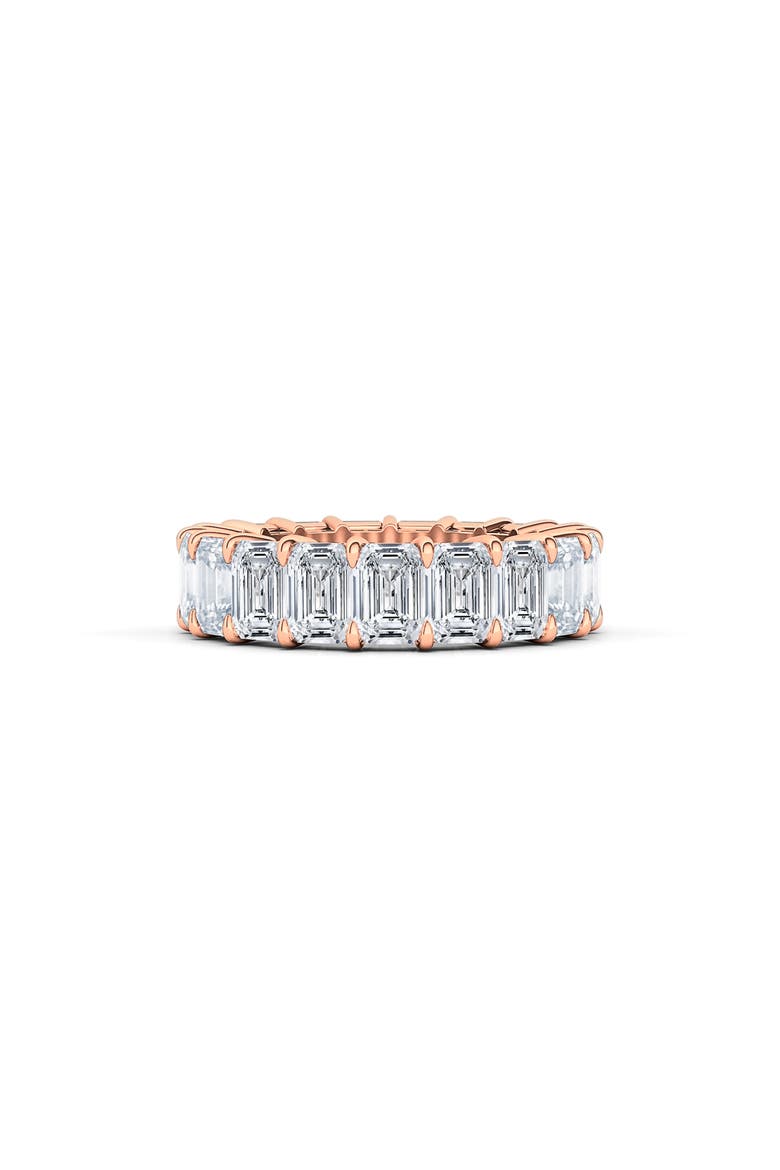 Emerald Cut Lab Created Diamond 18K Gold Eternity Band, Main, color, ROSE GOLD