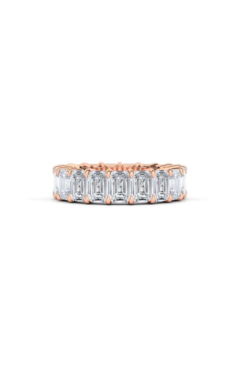 Emerald Cut Lab Created Diamond 18K Gold Eternity Band