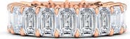HauteCarat Emerald Cut Lab Created Diamond 18K Gold Eternity Band