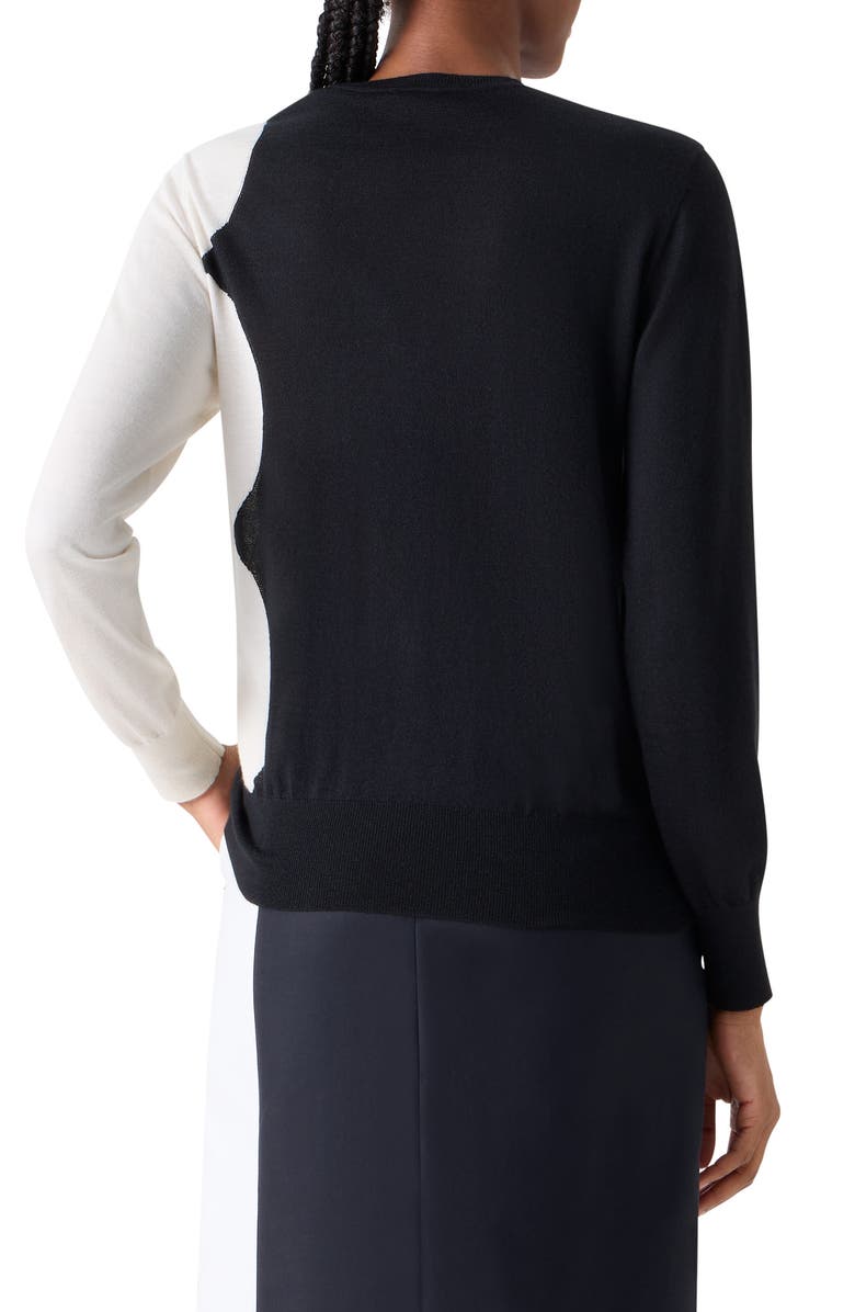 Akris Cloud Cashmere & Silk Sweater, Alternate, color, Black- Ecru
