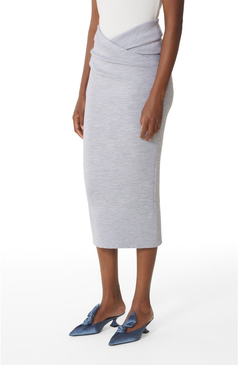 Lanvin Draped Midi Skirt In Wool, Alternate, color, Light Grey