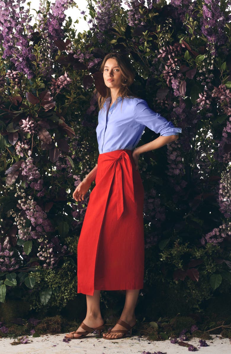 Boden Dimitra Tie-Waist Column Skirt, Alternate, color, Red Coral