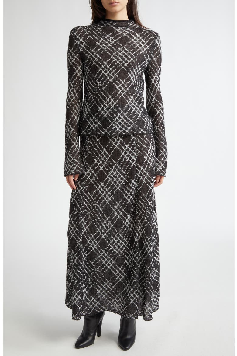 Plaid Knit Maxi Skirt, Alternate, color, BLACK MULTI