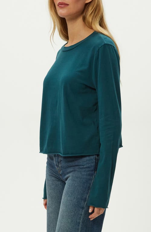 Michael Stars Aiko Rolled Edge Long Sleeve Cotton T-shirt In Blue